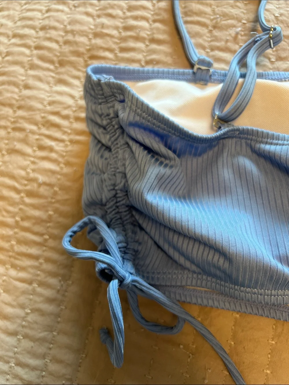 Ribbed Two-Piece Bikini Set in Dusty Blue